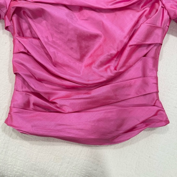 Rozie Corsets Fuchsia Puff Sleeve Draped Silk Top XS - Picture 4 of 5